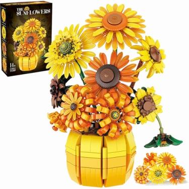 Imagem de TOMANTOLAN Sunflower Building Set Flowers with Vase, Van Gogh Botanical Collection for Adults, 1009PCS Building Blocks Artificial Flowers Bouquet Plant Kit Compatible with Lego Flowers