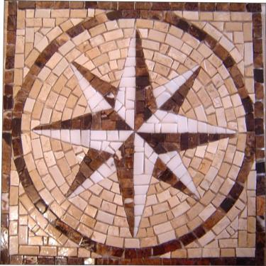 Imagem de Rosa Dos Ventos Em Mosaico Rosone Fiorentino Ii Rústico