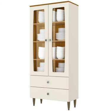 Imagem de Cristaleira 2 Portas 2 Gavetas Liz Off White Nature Henn
