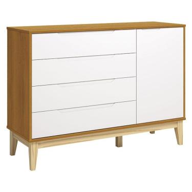 Imagem de Cômoda Com Porta Classic Elfe Branco Acetinado Savana Natural - Reller