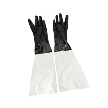 Imagem de Xgdsnly Luva de Borracha de Lona para Jateamento de Areia, Comprimento 60 Cm, Leve, Protetora, Multifuncional, Acessório para Processamento Químico, 1 Par, Tamanho real