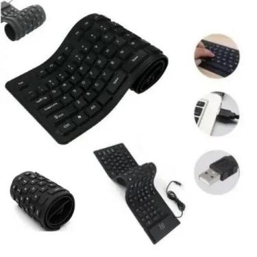 Imagem de Teclado Com Fio PC Computador USB Flexivel Silicone Dobravel DK-14 - d