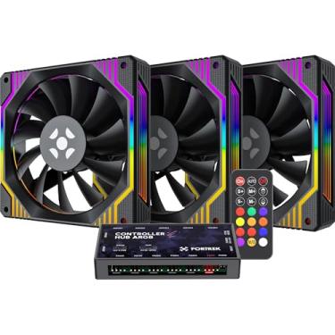 Imagem de Kit Cooler Fan ARGB Fortrek Frosty Preto Com Controladora/Controle