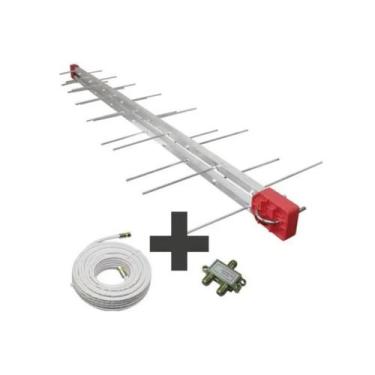 Imagem de Kit Antena Digital 4K Log 28 com Cabo coaxial de 20mts e divisor 2x1 C