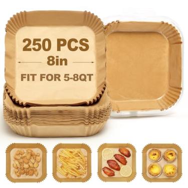 Imagem de PPUU Forros de fritadeira de ar descartáveis, papel pergaminho para fritadeira a ar de 20 cm compatível com COSORI/InstantPot 5-8 QT Air Fryer resistente a óleo, resistente a 220 °C, limpo em um