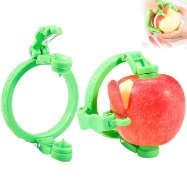 Imagem de Descascador de maçã rotativo portátil de 2025 – Descascador de frutas divertido para peras e pêssegos | Ferramenta de descascar manual, lâmina de aço inoxidável | Aparelho de fatiar dobrável e