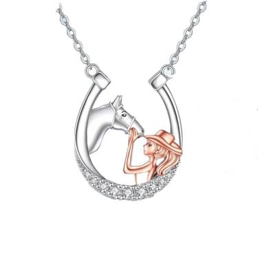 Imagem de Colar de cavalo, pingente de ferradura de vaqueira, presentes de cristal para amantes de cavalos, filha, neta, sobrinha