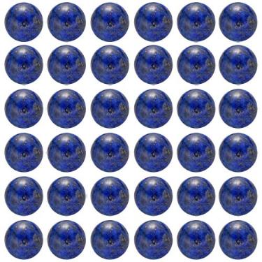Imagem de Contas de pedra natural, 100 peças, 6 mm, lapis lazúli, redondo, genuína pedra, pedras, soltas, tamanho 1 mm, contas lisas para pulseira, colar, brincos (Lapis Lazuli, 6 mm)