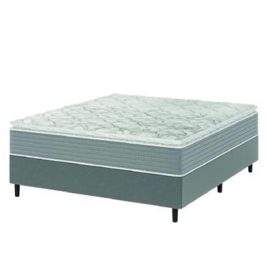 Imagem de Cama Box Casal Molas Ensacadas Pillow Top 138x188x63cm Martino Cinza U
