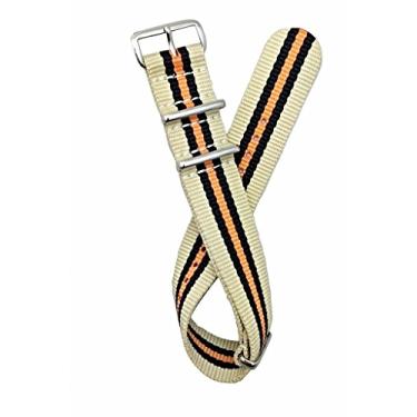Imagem de Pulseira OTAN de 20 mm, bronzeado/preto/laranja | Pulseira de nylon para relógio estilo antigo vintage que traz nova vida a qualquer relógio (para homens e mulheres)