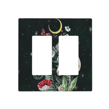 Imagem de Nature Mushrooms Plant Like Painted 2 Gang Rocker Light Switch Cover Double Rocker Decorative Wall Plates Cover GFCI Placa Elétrica para Decoração de Casa