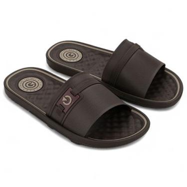 Imagem de Chinelo Cartago Slide Arizona Massageador Masculino Casual, Marrom, 39