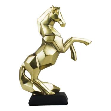 Imagem de Enfeite Decoração Luxo Rack Cavalo Geométrico Dourado 24cm