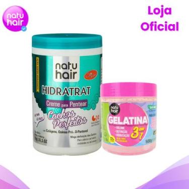 Imagem de Kit Creme para Pentear Cachos Perfeitos 1kg + Gelatina 3 em 1 Modelado
