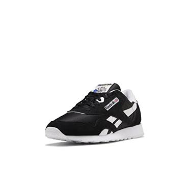 Imagem de Reebok Tênis masculino clássico de nylon, Preto/branco/preto, 44