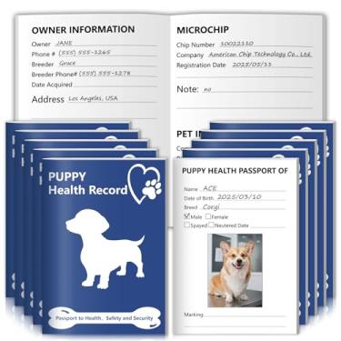 Imagem de Pacote com 10 cadernos de registro de vacinação de cachorros, registros de saúde de cães, 12,7 x 8,89 cm, registro médico e livro de vacinas para amantes de animais de estimação, cuidados médicos e