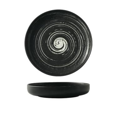 Imagem de Prato de comida ocidental redondo de cerâmica japonesa, prato de salada simples e personalizado para uso doméstico - pincel branco