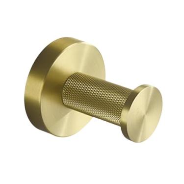 Imagem de Conjunto de acessórios para banheiro de parede em aço inoxidável dourado escovado - Suporte para toalha, suporte para papel higiênico, gancho para roupão, saboneteira (gancho para roupão simples)