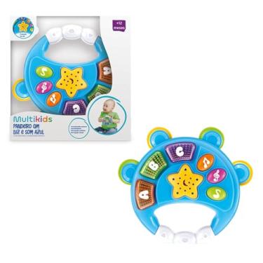 Imagem de Pandeiro com Luz e Som Azul Multikids Baby - BR2092