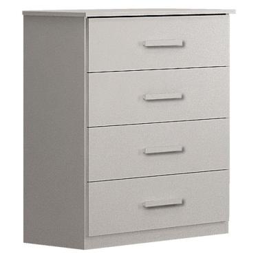 Imagem de Cômoda Rubi 4 Gavetas MDF Puxador em Madeira Branco Brilhante com Corrediças Telescópicas