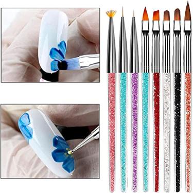 Imagem de Ymiko Pincéis de Unhas Finas Manicure Tools Desenho de Pintura Caneta 8 Peças Conjunto de Peças