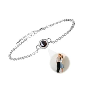 Imagem de Toodoumama Pulseira personalizada com imagem dentro, pulseira de foto personalizada para mulheres para homens, mãe, namorada, pulseiras de elos de projeção para Dia dos Namorados, aniversário, Natal