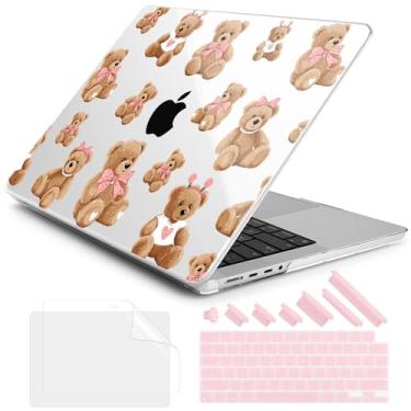 Imagem de DONGKE Capa para M4 MacBook Pro de 16 polegadas 2024 2023 2021 A3403 A3186 M3 A2991 M2 A2780 M1 A2485 Pro/Max Chip, capa rígida de plástico e capa de teclado para Mac Pro 16 com Touch ID, urso de
