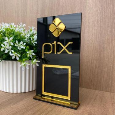 Imagem de Placa Pix Pagamento QrCode de Mesa Balcão com base Acrílico - Criativa