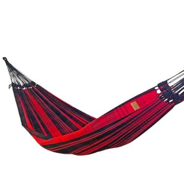 Imagem de Rede de Dormir e Descanso Super Tijubana Casal Extra 100% Algodão Jaguaruana. (Vermelho e Preto)