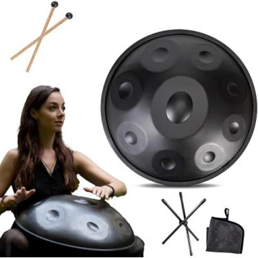 Imagem de Instrumento Handpan - 432hz/440hz 9/10/12 Notas - Tambor De Língua De Aço De 22 Polegadas - Tambor De Mão Pan Com Suporte De Tambor Para Cura Sonora, BLACK_9 NOTES, 432Hz