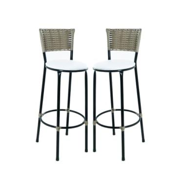 Imagem de Kit 2 Banquetas Cadeiras Altas Bistrô Capuccino Para Cozinha e Bancadas (BRANCO)