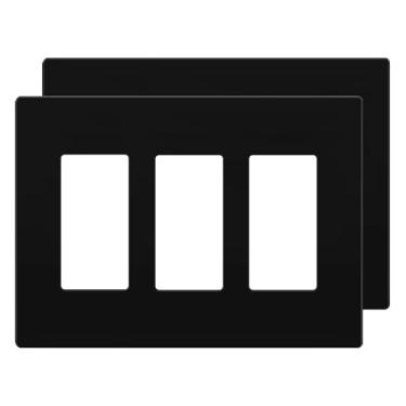 Imagem de LIDER Capa de interruptor decorador de acabamento escovado, placa de parede sem parafusos, tamanho médio 3 gangs 12,4 cm x 17,2 cm, termoplástico de policarbonato inquebrável, certificado UL, LSWP