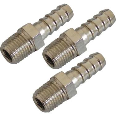 Imagem de 3 espigao rosca 1/8 bsp x mangueira 1/4 latão niquelado - AKME
