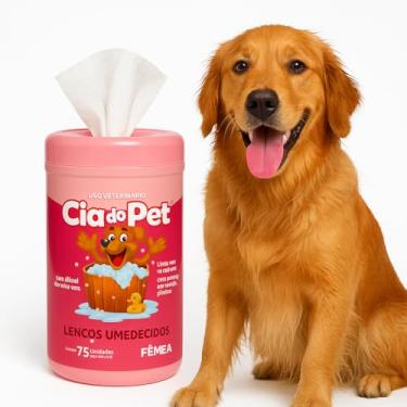 Imagem de Lenço Umedecido Veterinário Cia do Pet 75 Unidades para Cadelas | Higiene com Aloe Vera Sem Álcool | Ideal para Banho a Seco em Cães e Gatos