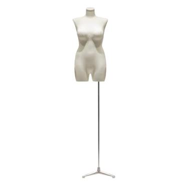 Imagem de Manequim feminino grande com suporte triangular, torso de linho, altura ajustável de 170 a 233 cm, suporte para exposição de roupas(White)