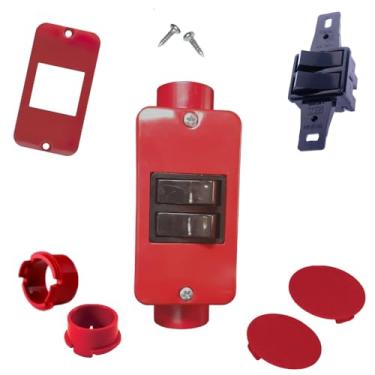 Imagem de KIT Interruptor Duplo Preto 3/4pol + Condulete 4/2 PVC Anti-Chamas Reforçado (Vermelho)
