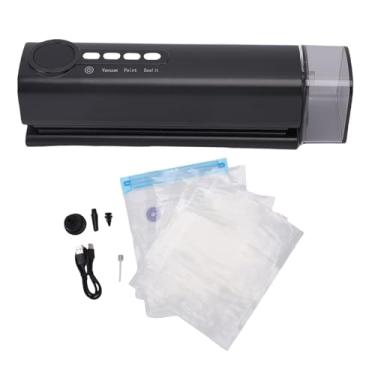 Imagem de TOPINCN Selador de Vácuo de Temperatura Ajustável Sem Fio Portátil Máquina de Vedação de Vácuo Automática Sealador de Calor Portátil Multifuncional para Armazenamento de Alimentos Secos (BLACK)