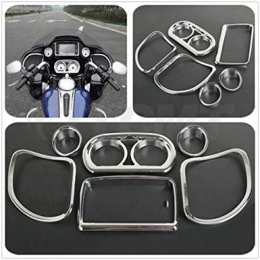 Imagem de Kit de acabamento de alto-falante de rádio velocímetro de carenagem interna serve para Harley Road Glide 2015-2020 (Substitui : 61400296) cromado