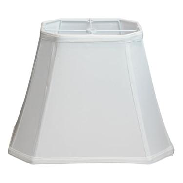 Imagem de Abajur de sino, abajur de canto de corte retangular 20,3 cm superior x 35,5 cm inferior x 26,7 cm de altura para lâmpadas de chão de mesa, ajuste de aranha de substituição de linho branco, montagem