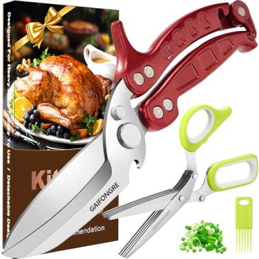 Imagem de Conjunto de 2 tesouras de aves resistentes, tesouras de cozinha para alimentos, todos os fins, frango, carne, tesouras de salada de ervas para frango e peru, podem ser lavadas na lava-louças