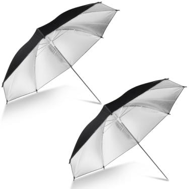 Imagem de Hahawalker [Pacote Com 2] Kit De Guarda-Chuva Refletor Preto/Prateado 33", Iluminação Fotográfica Para Contraste, Luz Concentrada, Acessórios Fotografia E Vídeo Em Estúdio/Exterior (2 * Pretos)…