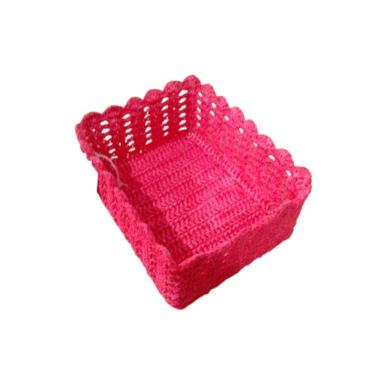 Imagem de Cesto Organizador de Croche Branco Retangular 28 x 18 cm