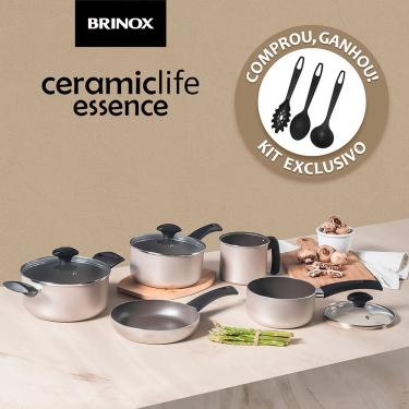 Imagem de Conjunto De Panelas Brinox Antiaderente 6 Camadas 5 Peças, Kit Utensílios 3 Unidades