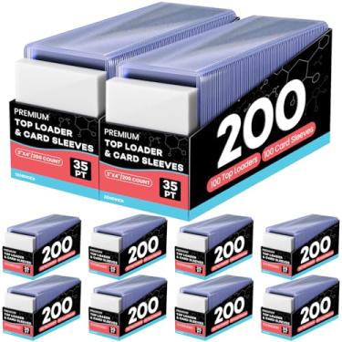 Imagem de 2000 pacotes de capas de cartão para cartas colecionáveis, protetores de cartas de beisebol de 7,6 cm x 10 cm de plástico rígido adequado para beisebol, cartões de futebol (1000 mangas rígidas + 1000