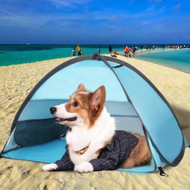 Imagem de Barraca de praia YZBEIMDAI Pop Up Mini Head para cães e gatos azul