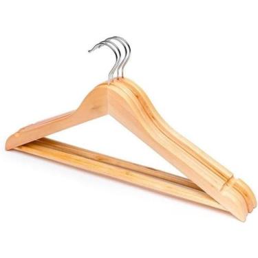 Imagem de Kit 3 Cabides de Madeira com Verniz Resistentes e Elegantes - CLEAN TE