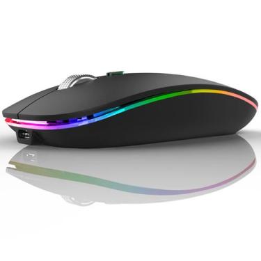Imagem de Mouse Bluetooth sem fio TENMOS LED Slim Dual Mode Preto
