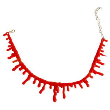 Imagem de Colar Gargantilha Sangue Escorrido Vampiro Halloween Cosplay, Vermelho