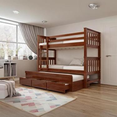 Imagem de Treliche Londres Com 3 Gavetas Madeira Maciça Cor Avelã - Bedroom Móve