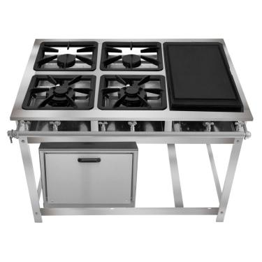 Imagem de Fogão Industrial 4 Bocas com Chapa P7 em Aço Inox Leona